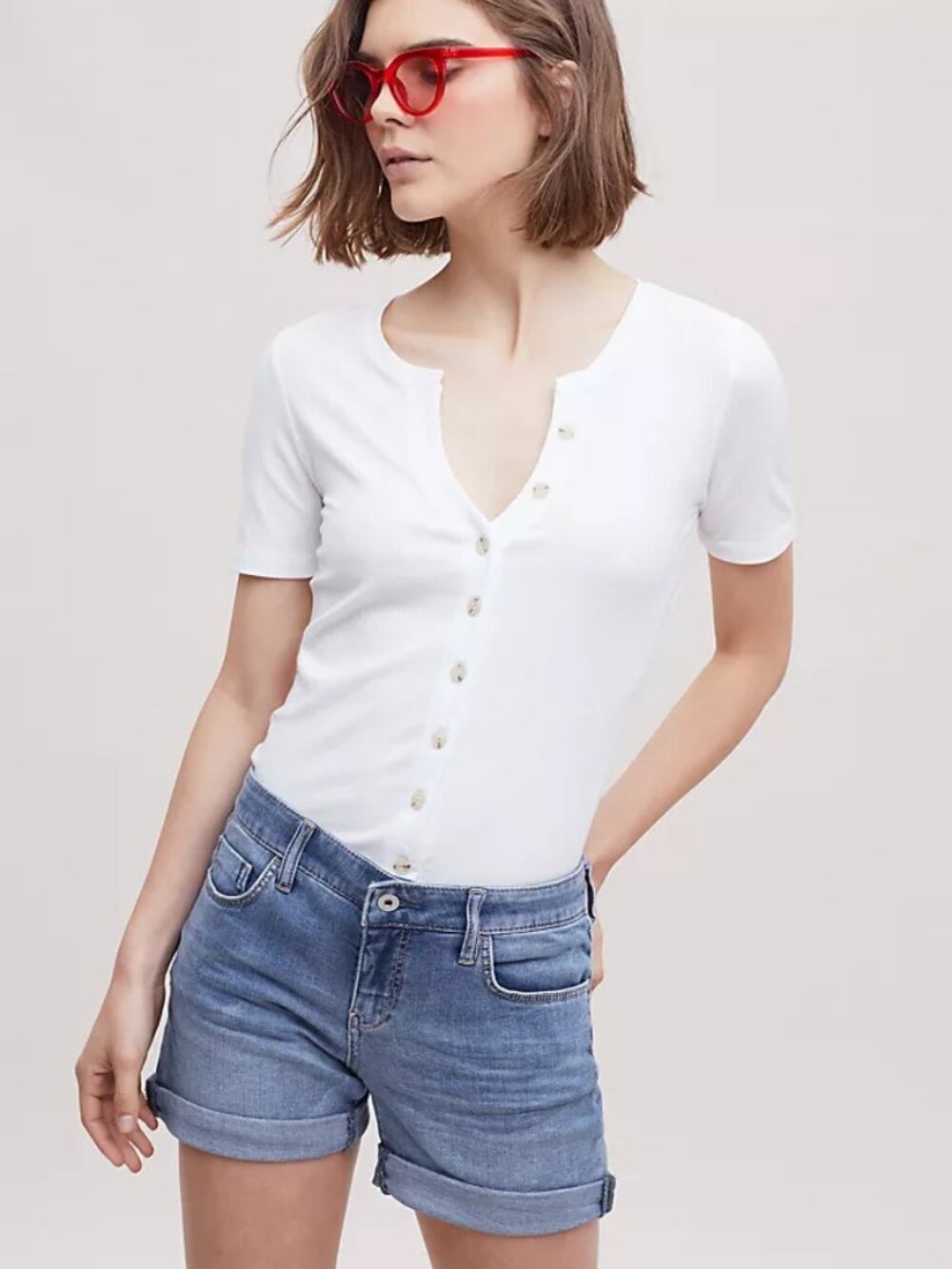 Anthropologie White Button-Up Top | Medium